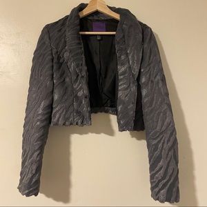 Forever 21 Cropped Faux Fur Zebra Blazer, M